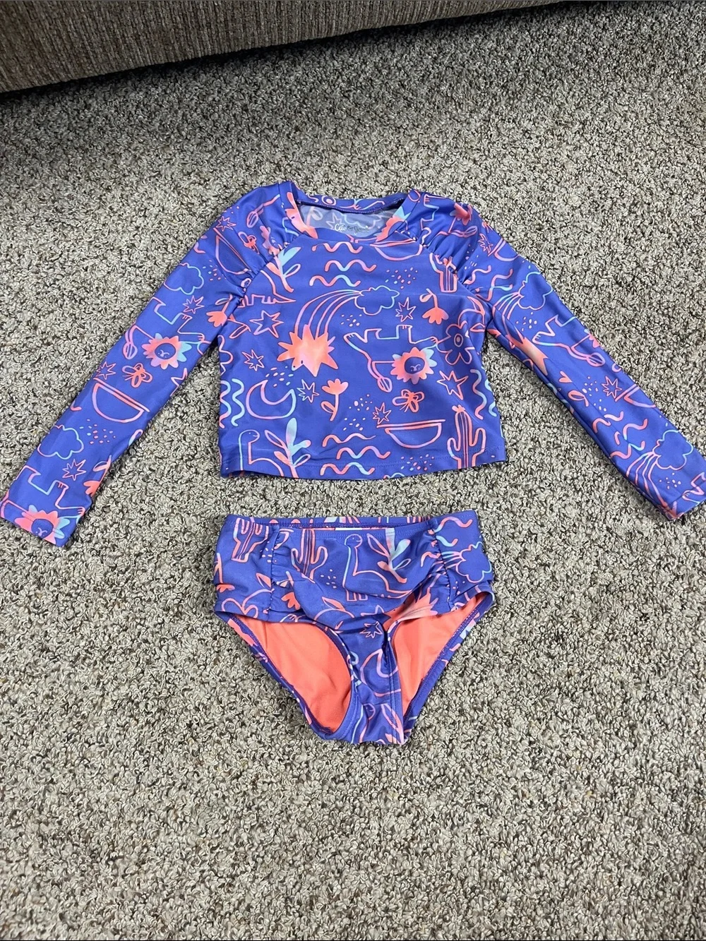 🍀6/$20 Cat & Jack Purple Long-Sleeve Rash Guard Two-Piece Swim Set